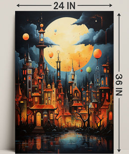 Enchanted Moonlit Cityscape Poster