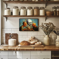 Eerie Scene with Skull and Bottles Abstract or Artistic Poster
