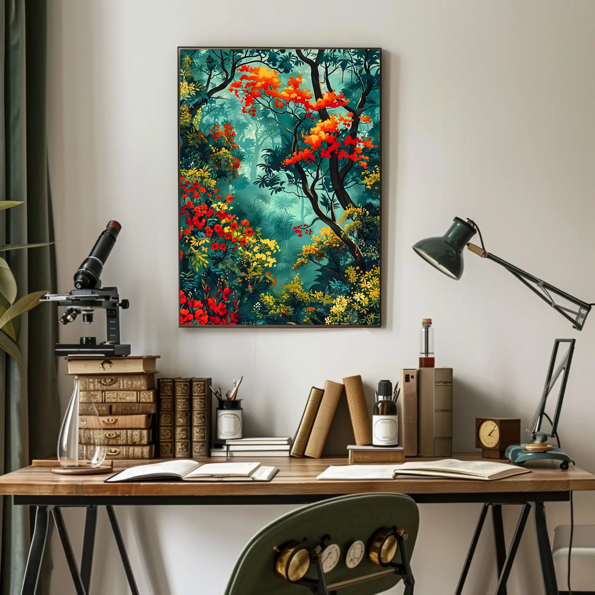 Vibrant Forest Scene William Morris Art Poster