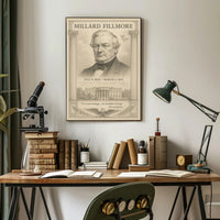 Millard Fillmore 13th President Sketch Art Print Poster PosterGoat