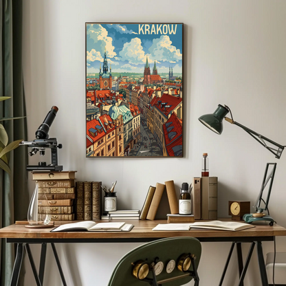 Historic Rooftops Of Krakow Poland Travel Poster
