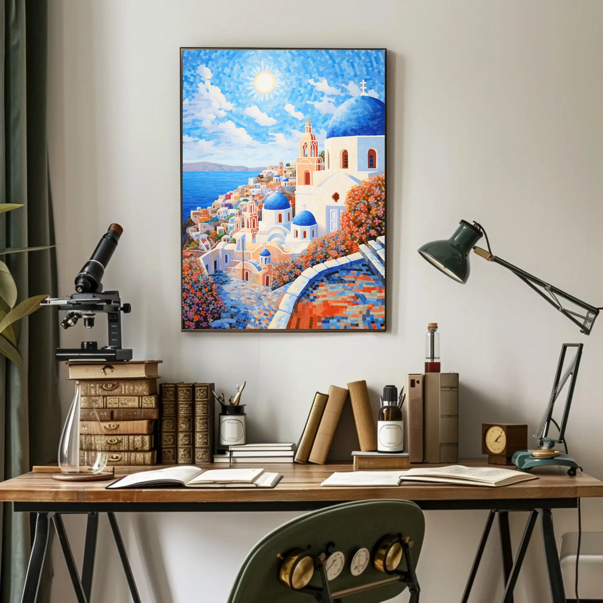 Santorini Coastal Art Print with Mediterranean Flair - Travel Poster