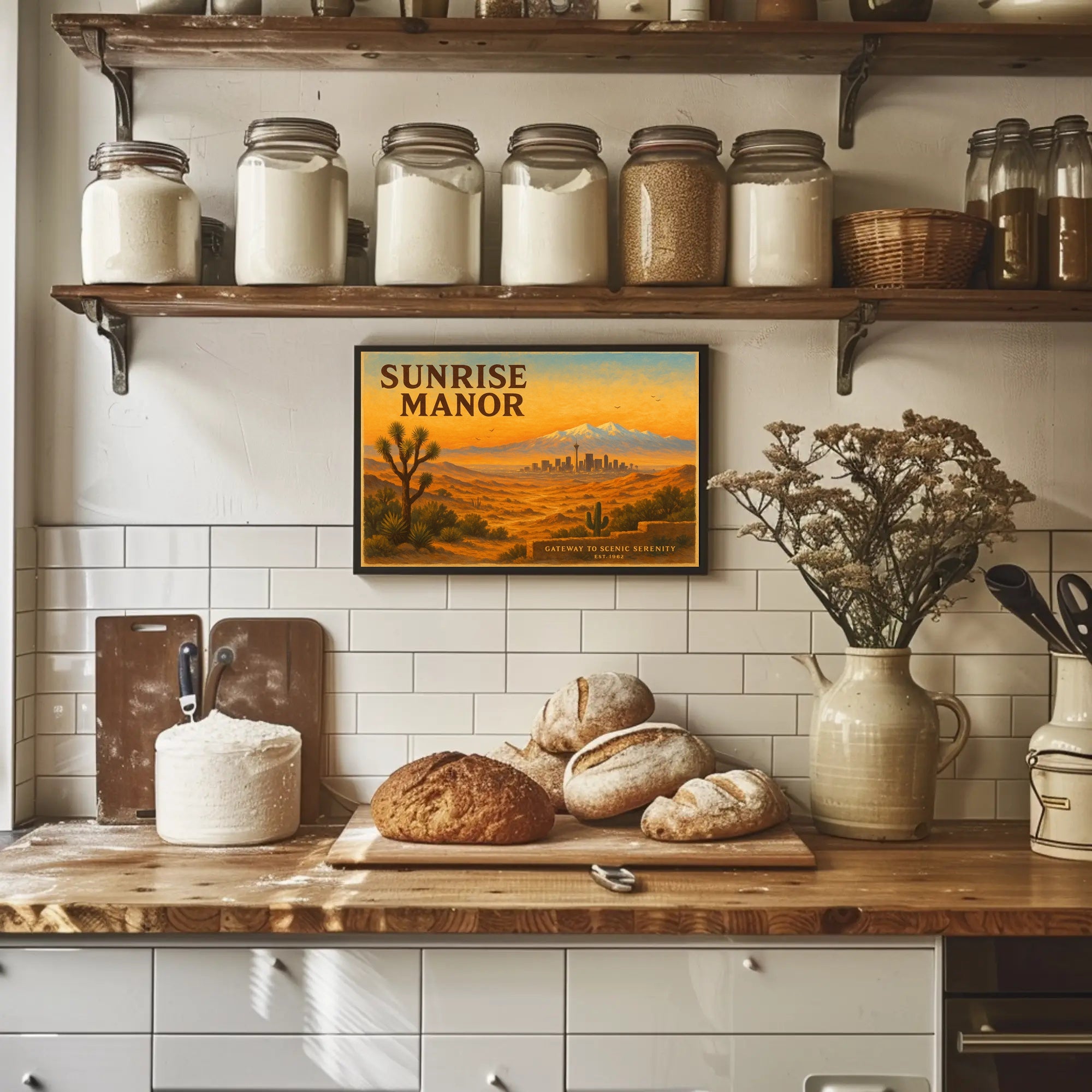 Sunrise Manor Scenic Illustration Poster