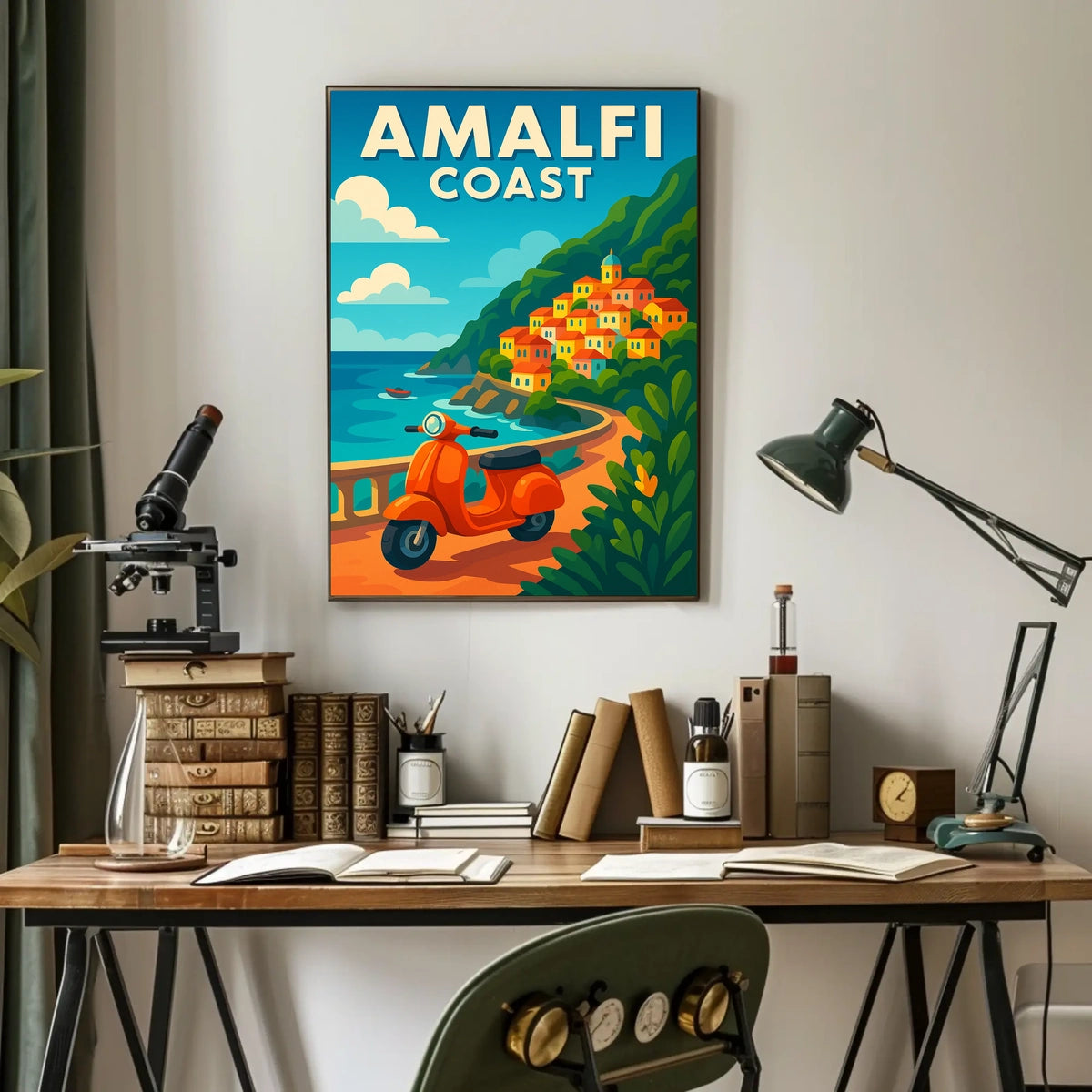 Amalfi Coast Adventure Poster Wall Art Coastal Decor 18x24