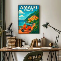 Amalfi Coast Adventure Poster Wall Art Coastal Decor 18x24
