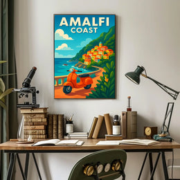 Amalfi Coast Adventure Poster Wall Art Coastal Decor 18x24