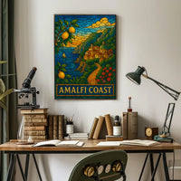Amalfi Coast Stained Glass Art Poster