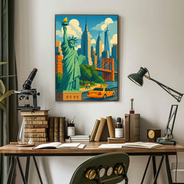 Discover New York City A Vibrant Illustration of Iconic Landmarks