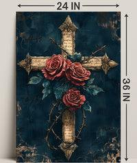 Roses And Thorns Cross Poster