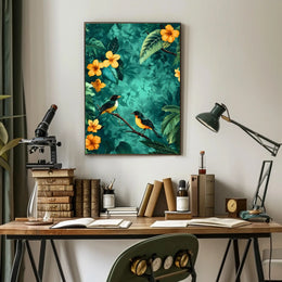 Tropical Birds in Lush Jungle Animal Poster