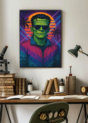 Frankenstein Monster Miami Vibes Pop Culture Poster