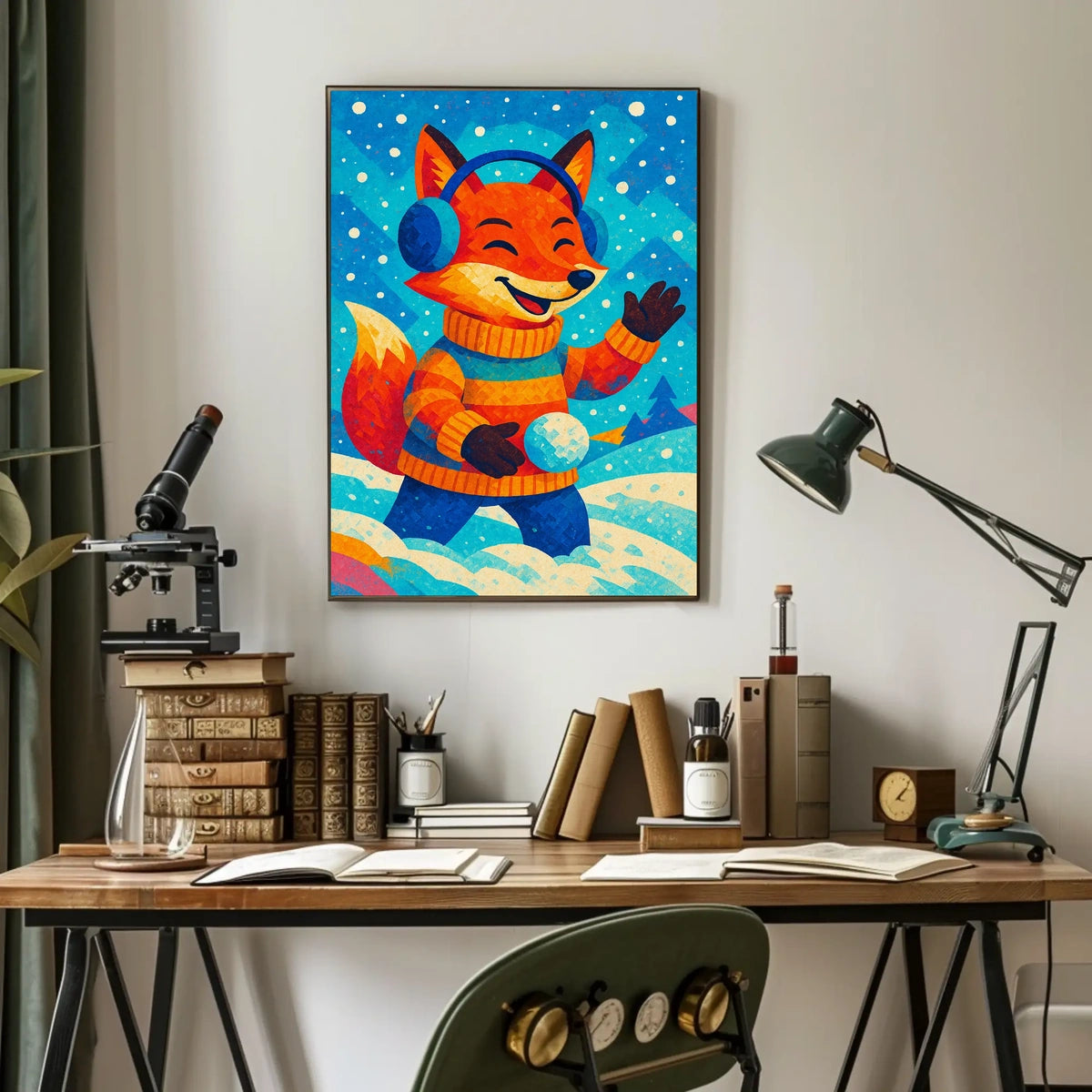 Winter Fox Scene Poster