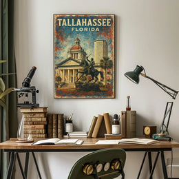 Tallahassee Skyline Florida Wanderlust Realism Poster