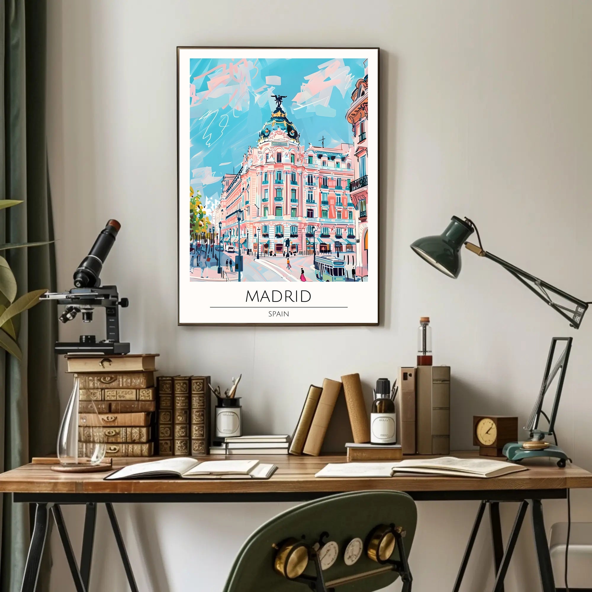 Vibrant Streets of Madrid Poster PosterGoat
