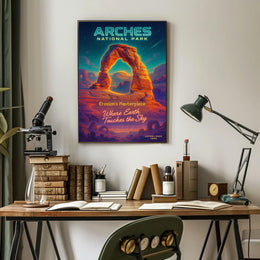 Arches National Park Starry Night Vintage Travel Poster