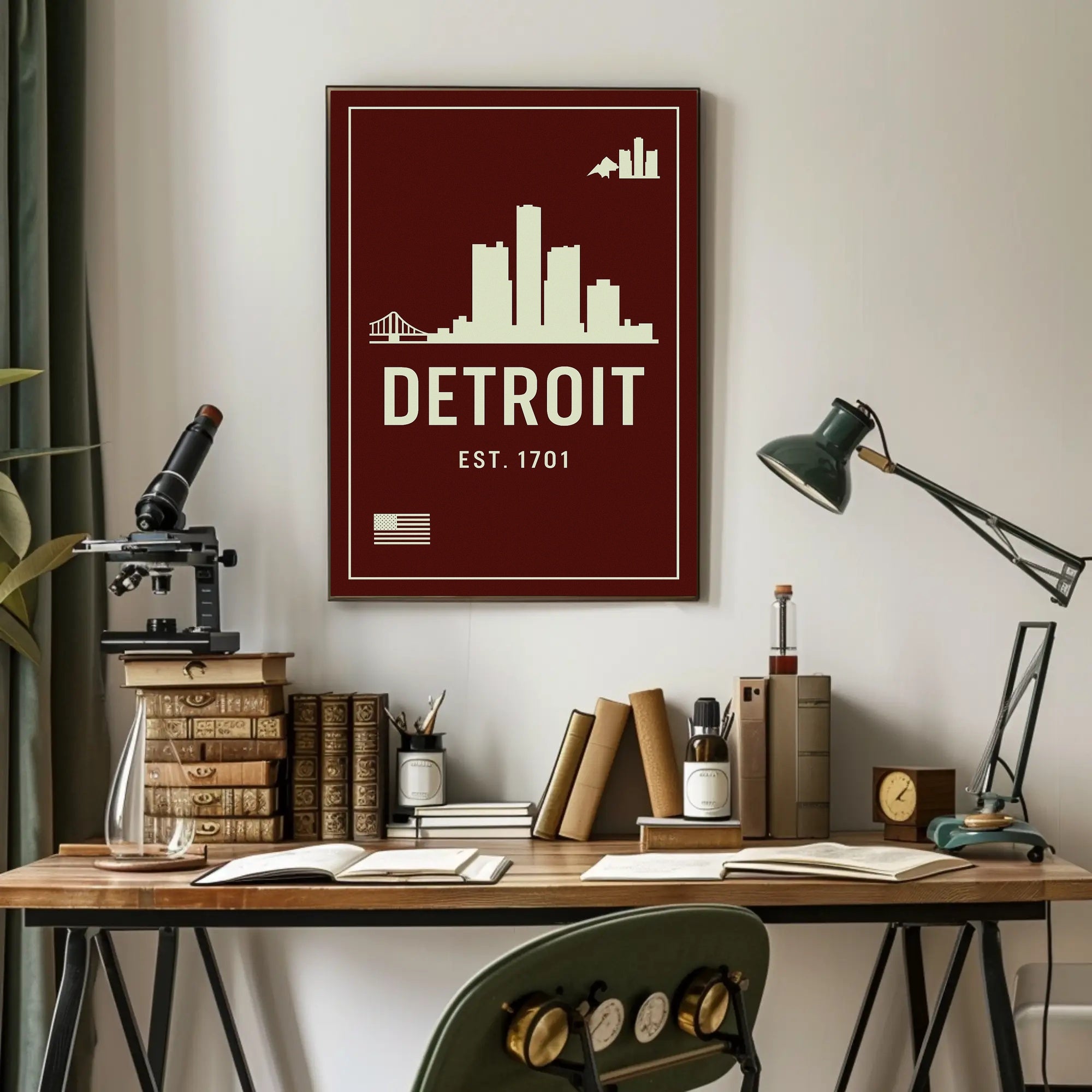 Detroit Skyline Est. 1701 Poster PosterGoat