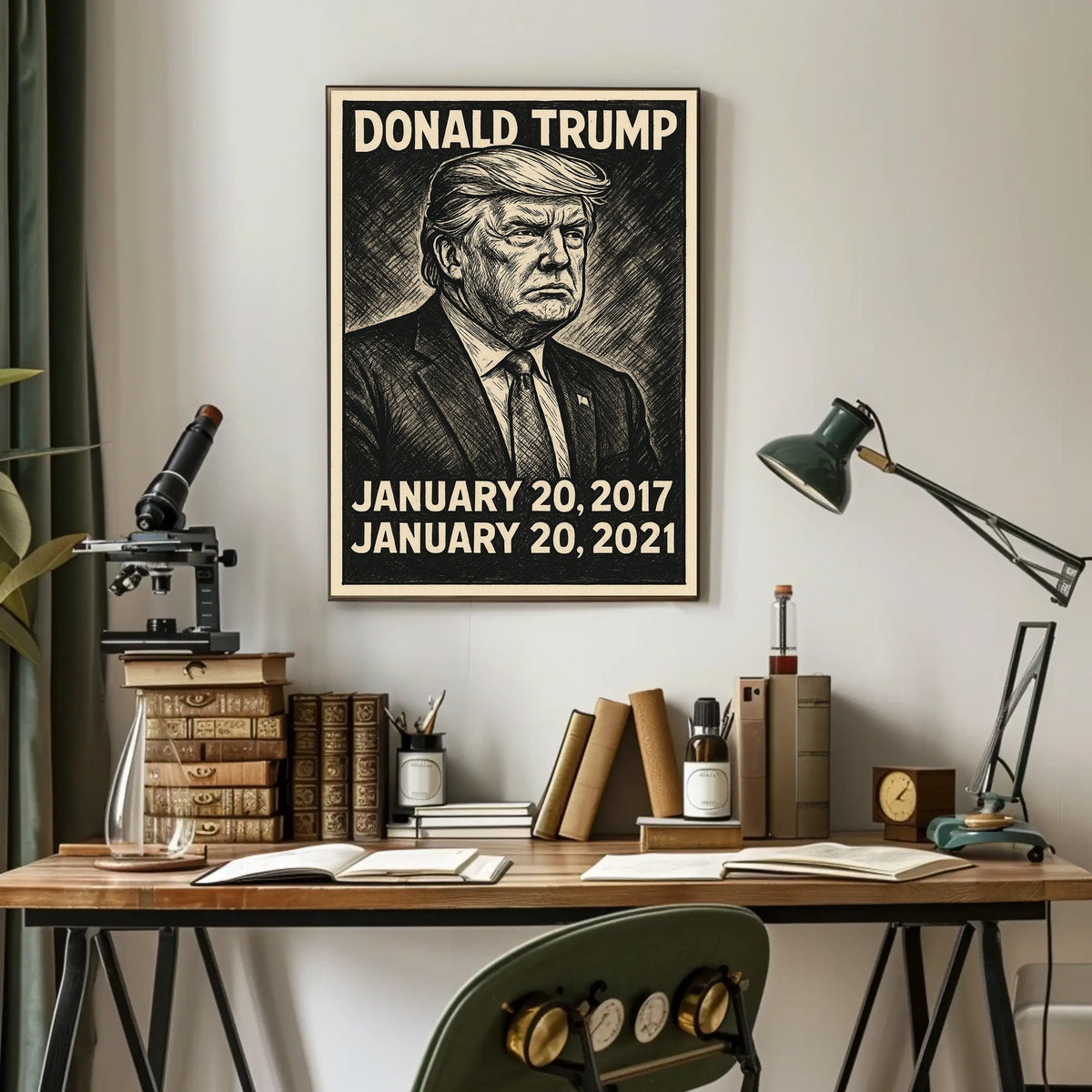 Donald Trump 45th President of the United States B & W Comic Sketch Poster