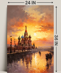 Sunset Over St. BasilS Cathedral Poster