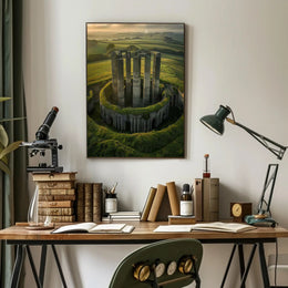 Ancient Ruins in Enchanting Fantasy Landscape Poster PosterGoat