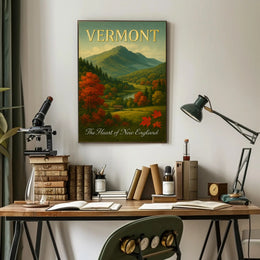 Vermont Autumn Landscape Travel Poster