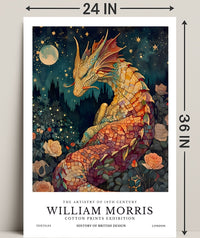 Artistic Dragon and Roses: 19th Century Heritage Poster