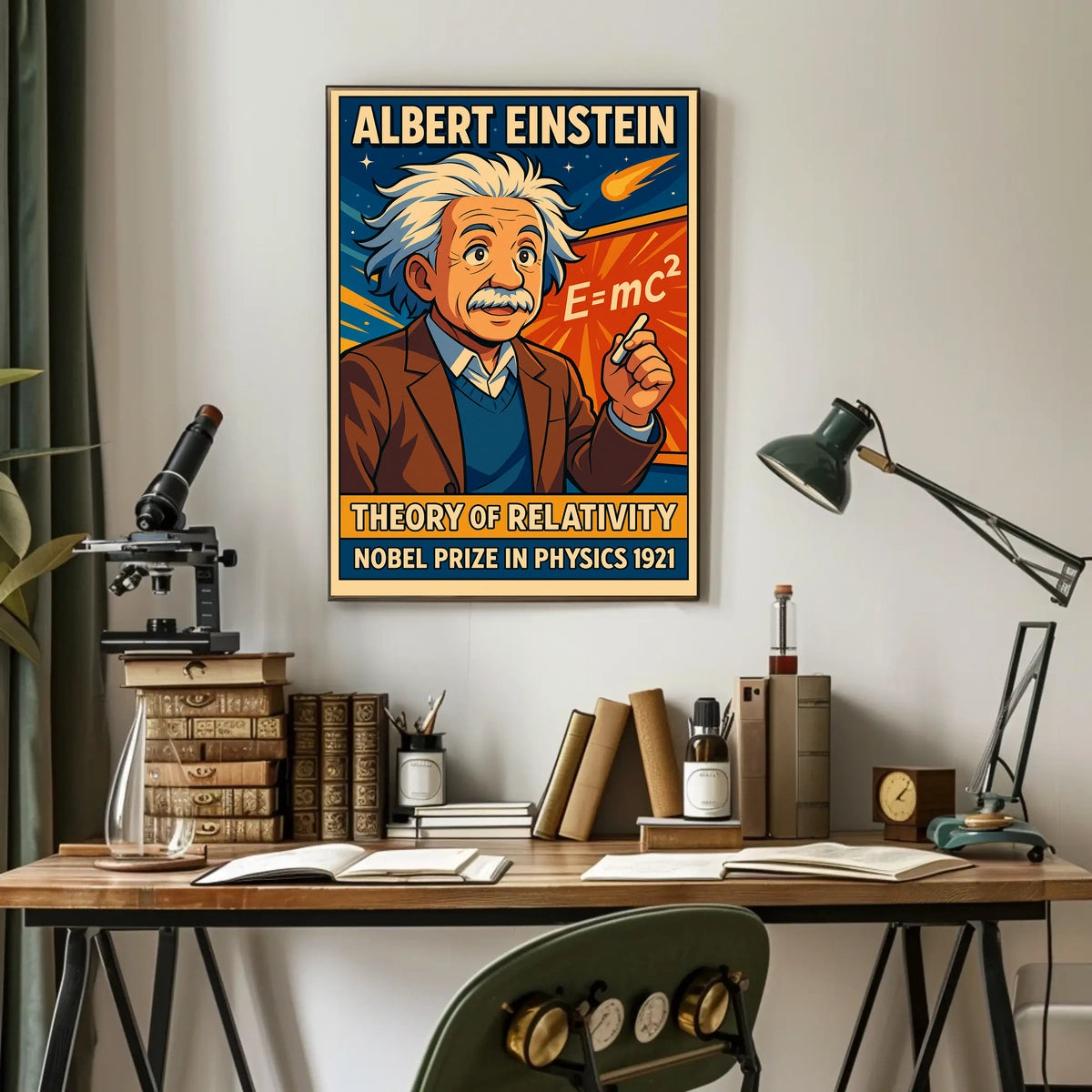 Albert Einstein Relativity Theory Vintage Curious Poster