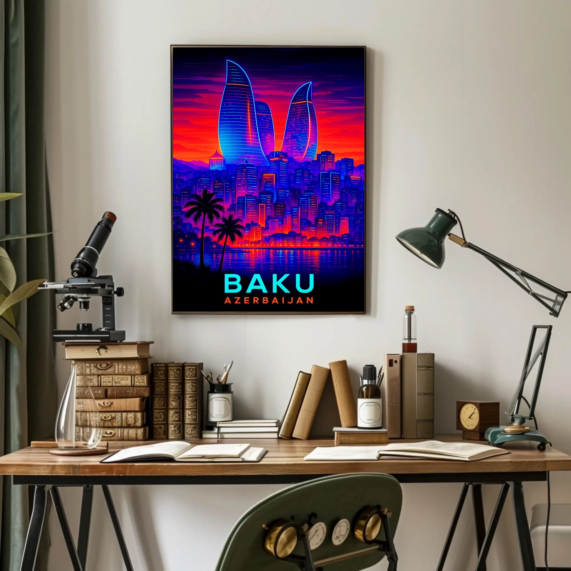 Baku Skyline Azerbaijan Poster PosterGoat