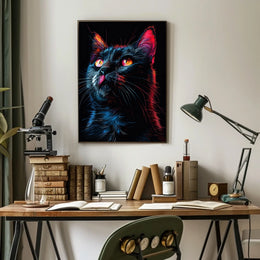 Neon Cat Portrait Poster