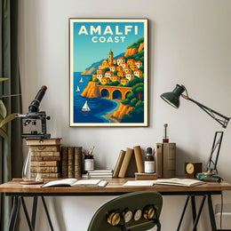 Amalfi Coast Poster Wall Art Mediterranean Scenic Print