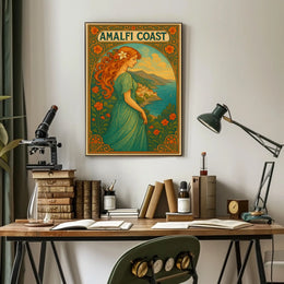 Amalfi Coast Art Nouveau Style Poster