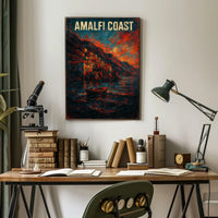 Amalfi Coast Poster Wall Art for Coastal Home Decor