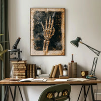 Elegant Skeletal Hand with Quill Artistic Poster