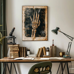 Elegant Skeletal Hand with Quill Artistic Poster