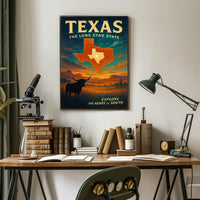 Texas Vintage Travel Poster Wall Art Print