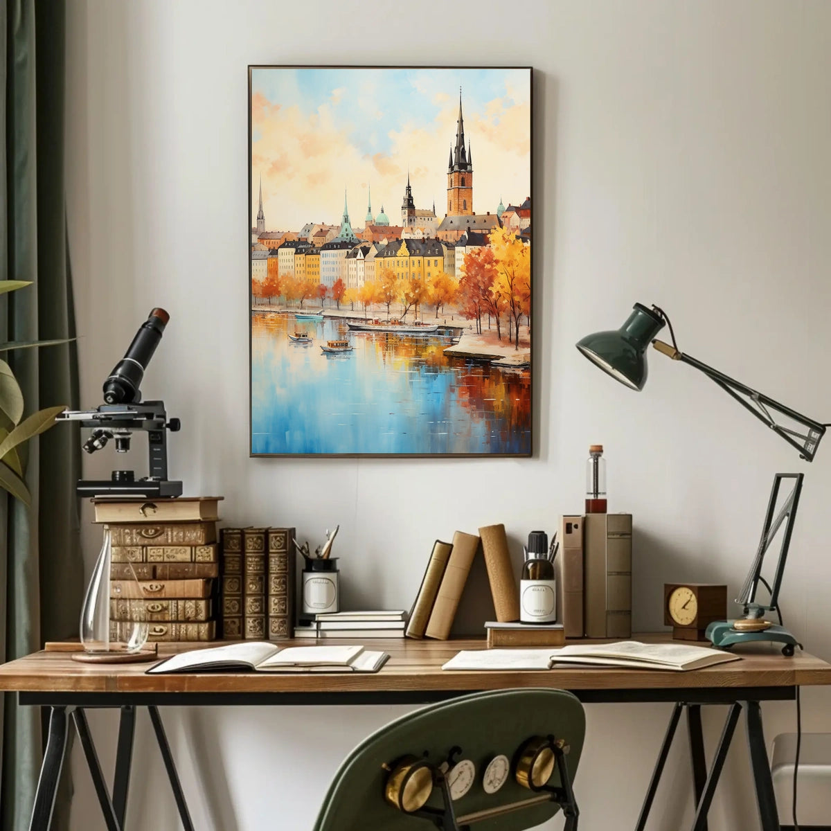 European Cityscape Elegance Captured in Scenic Travel Poster