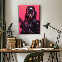 Cybernetic Warrior in Futuristic Sci-Fi Poster