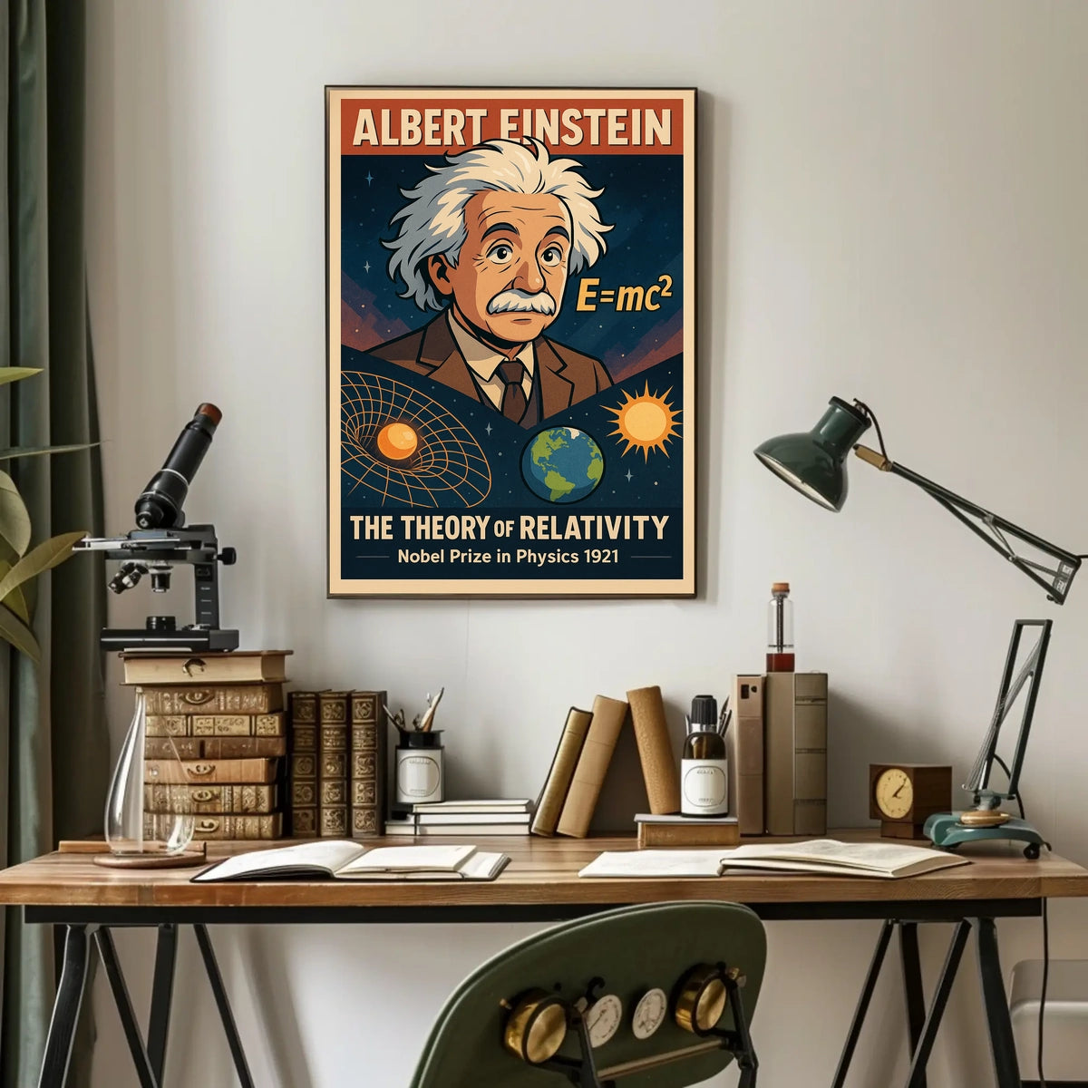Albert Einstein Relativity Cosmos Wanderlust Educational Scientific Wall Art Poster