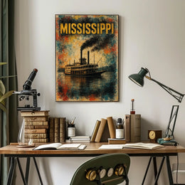 Mississippi Steamboat Journey Poster