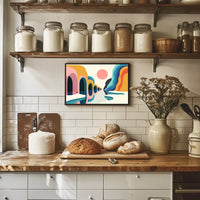 Vibrant Abstract Landscape Poster with Surreal Caves