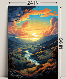 Majestic Sunset Valley Poster