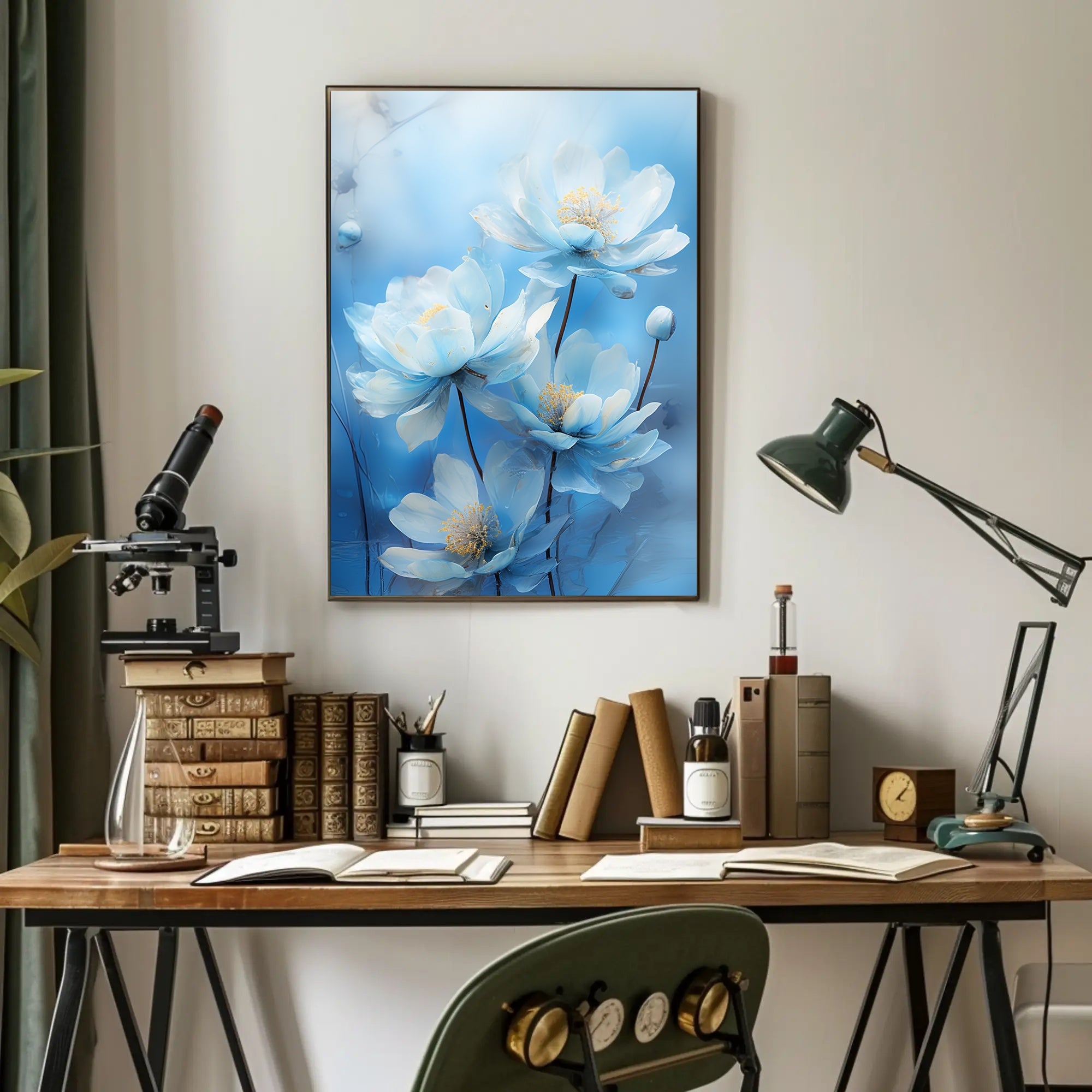 Serene Blue Blossoms Poster