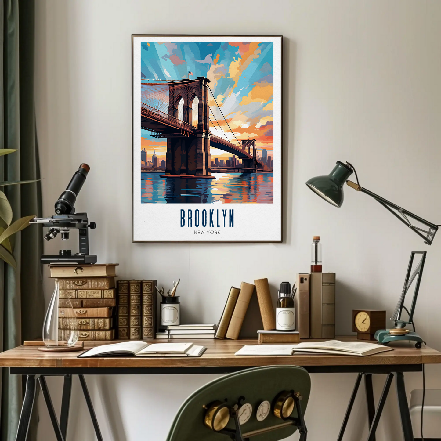 Brooklyn Bridge New York City Travel Sunset Poster