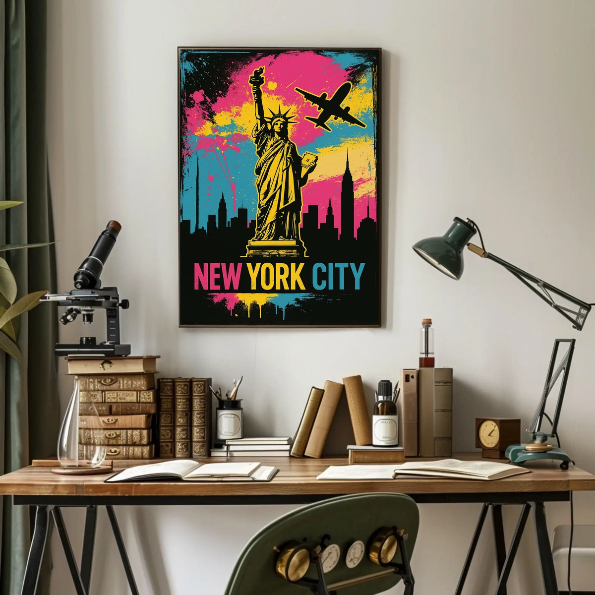 Statue Of Liberty NYC Skyline Poster Abstract Wall Art