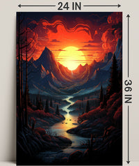 Radiant Mountain Sunset Poster