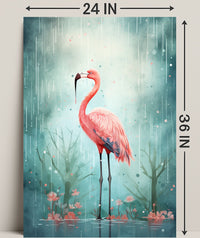 Flamingo In The Rain Poster