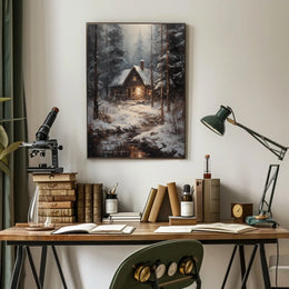 Winter Cabin Retreat Poster