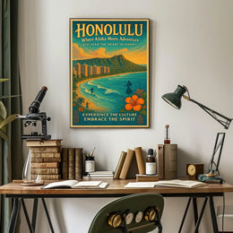 Honolulu Adventure Vintage Hawaiian Poster Print