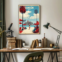 Cancún Retro Beach Travel Poster