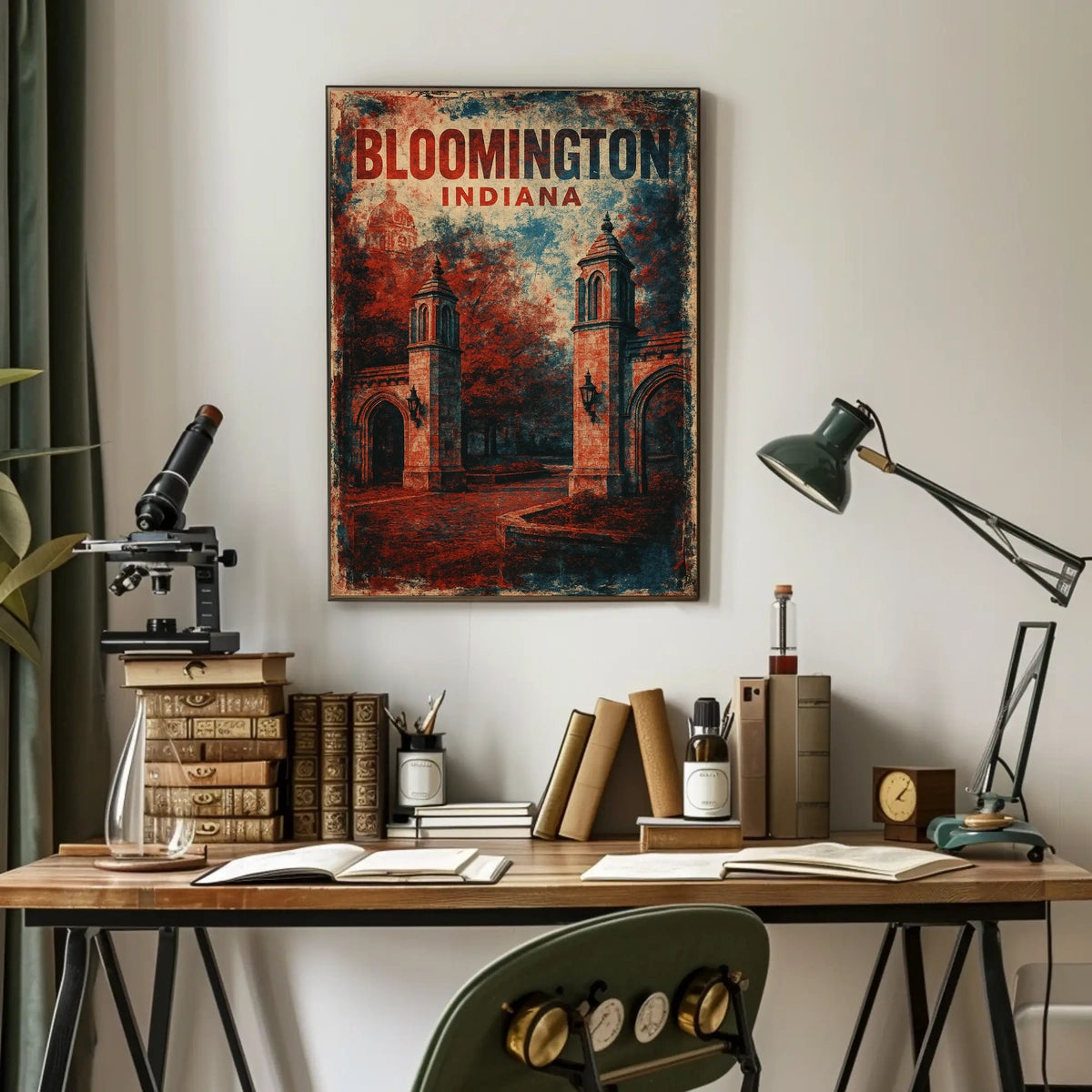 Bloomington Scenic Indiana Wanderlust Vintage Poster