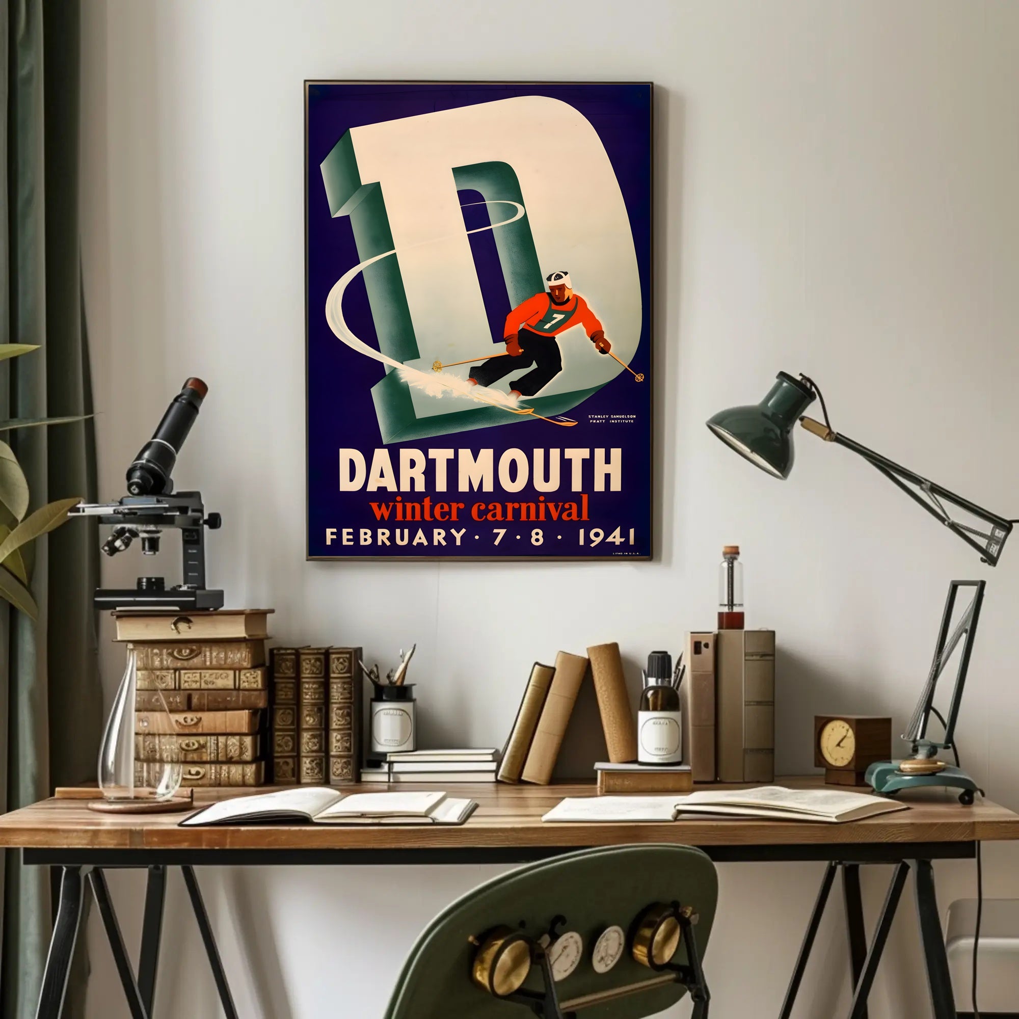 Dartmouth Winter Carnival 1941 Skier Sports Poster PosterGoat